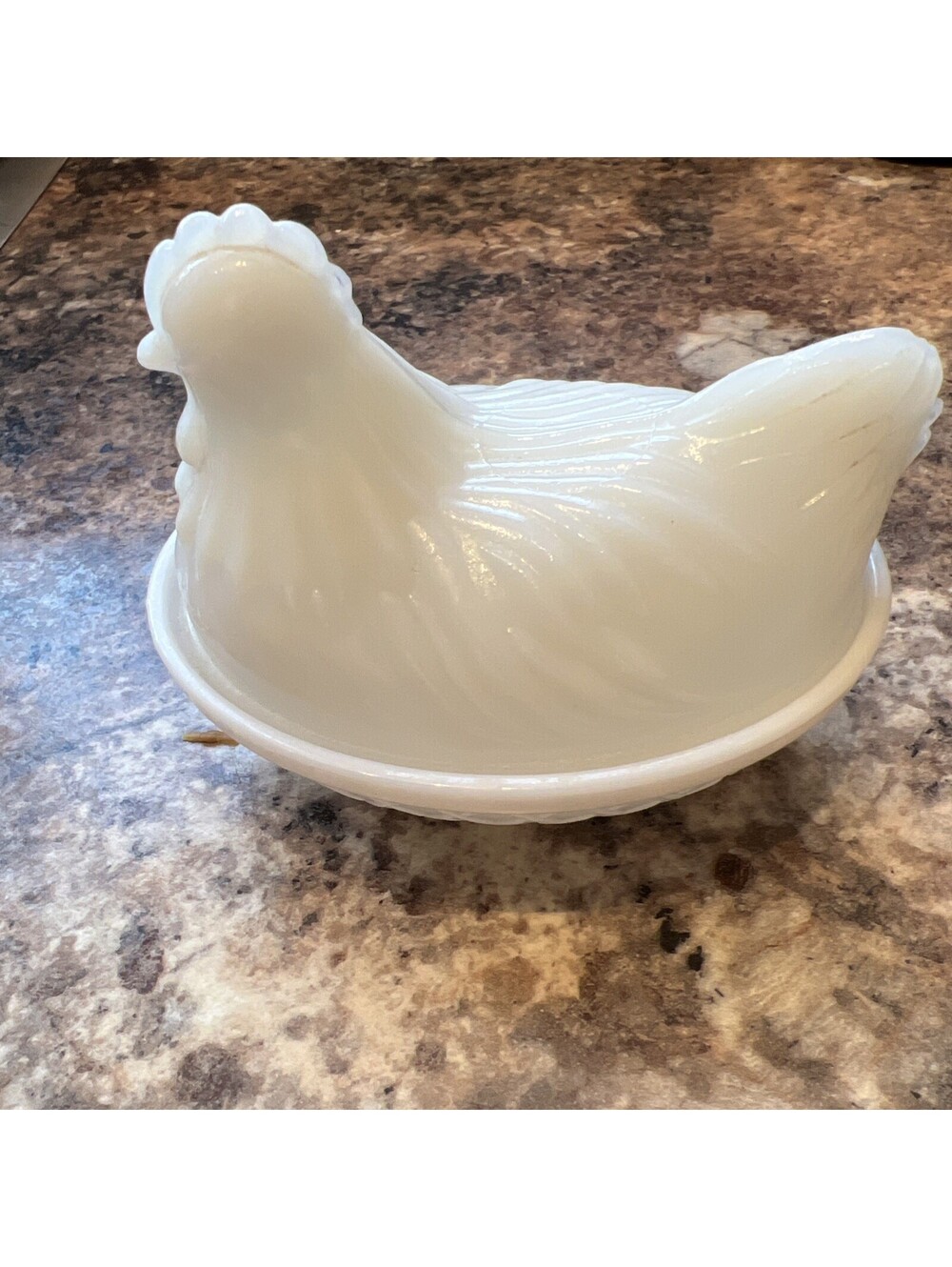 ⭐️Rare Vintage MCM Hazel Atlas Milk Glass Hen on Nest Covered Dish Small